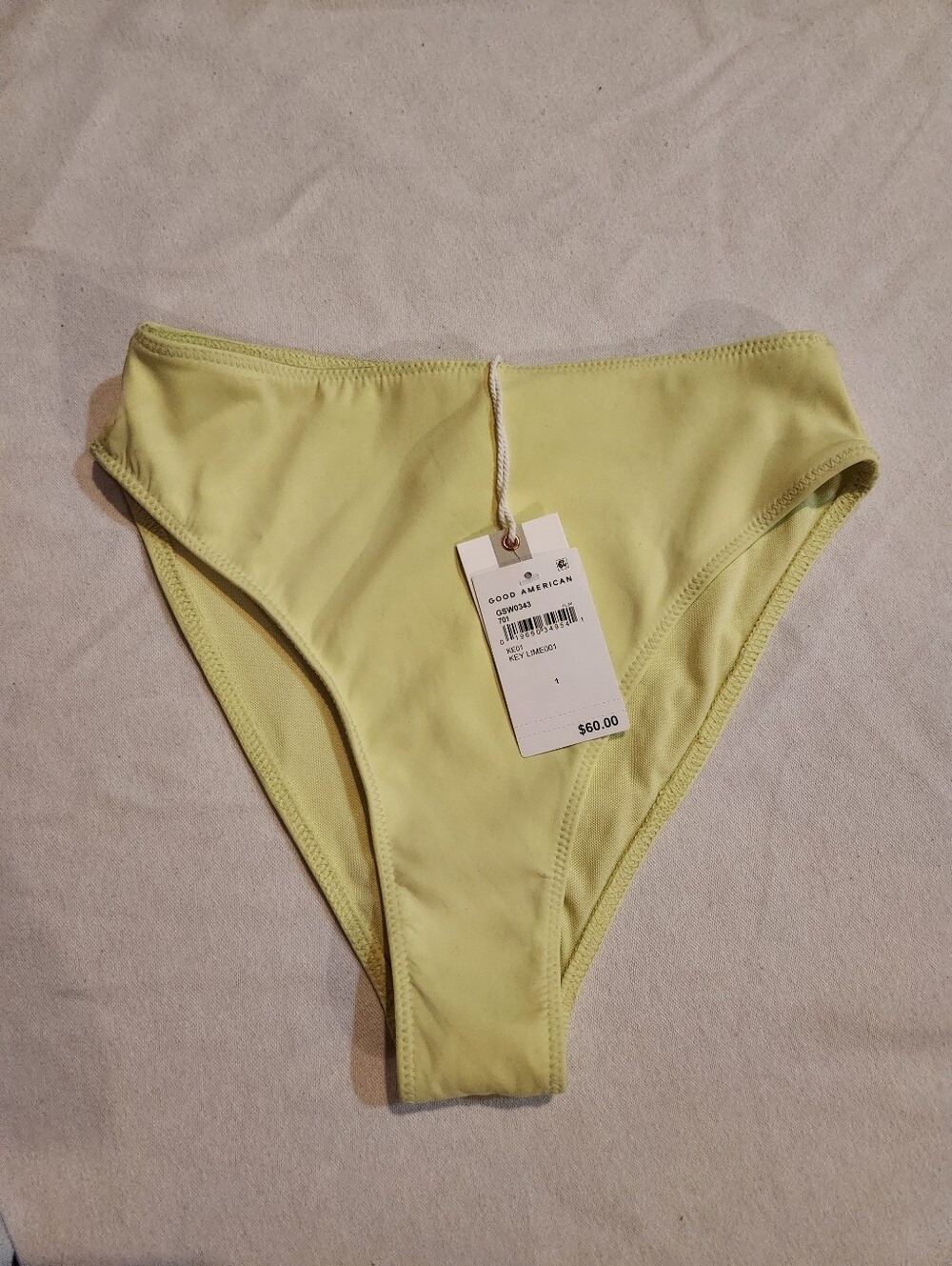 Good American Key Lime High Cut Bikini Bottom Size 1 NWT